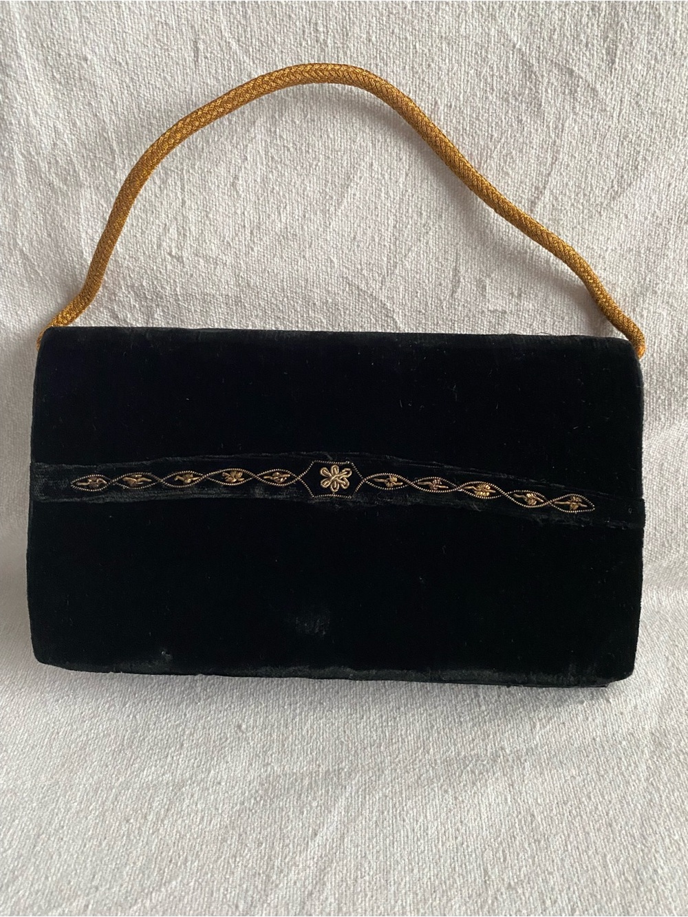Embroidered Peacock Black Evening Clutch with Gold Accents Clutch Flawless Rare - Picture 3 of 15